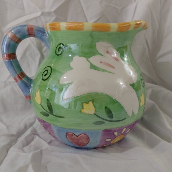Vintage Palm Tree Co. Porcelain Easter Bunny Pitcher - Picture 2 of 4